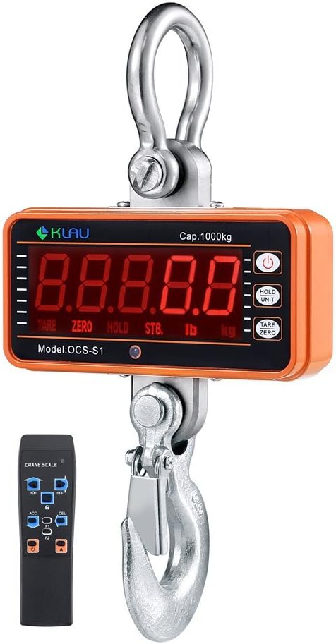 Industrial Hanging Crane Scale 1 Ton 2000 lb LCD Display with Backlight Silver I833234