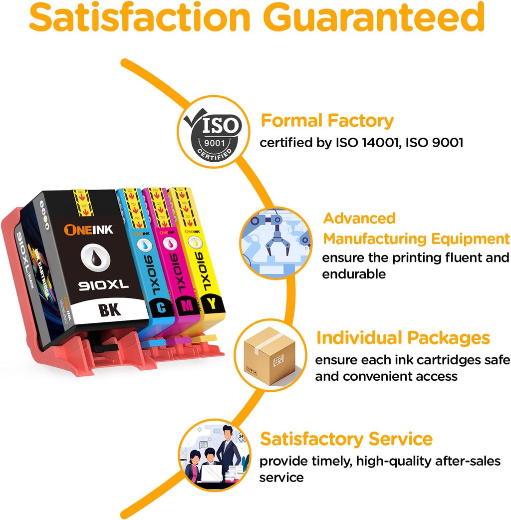 4Packs Ink Cartridges for HP Officejet Pro Printers (BK/C/M/Y) H434