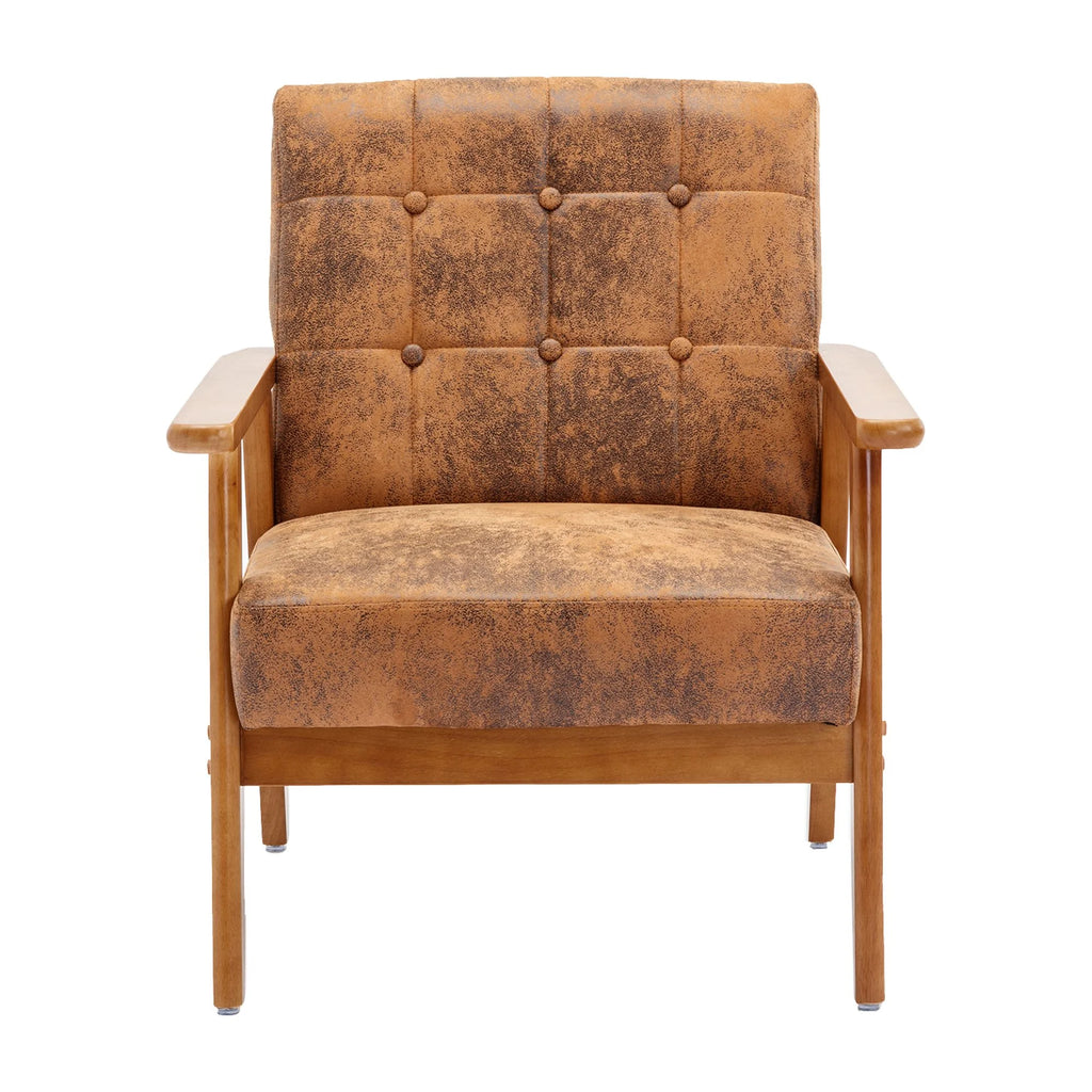 Accent Chairs Set of 2 with Side Table, Wood and Fabric Armchairs D63268
