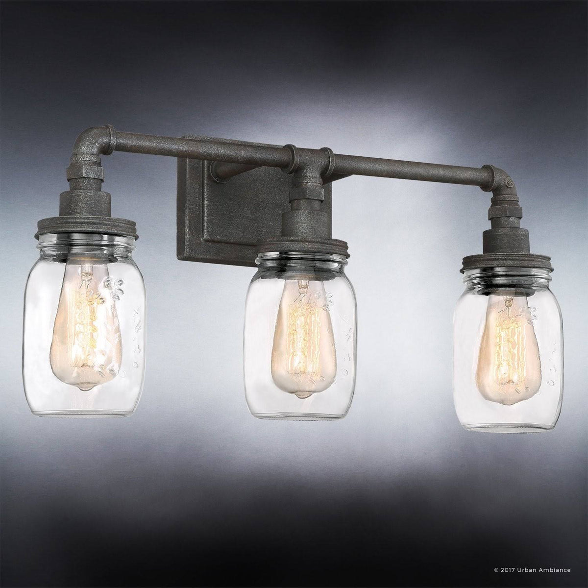 Industrial Bathroom Light, Medium Size, Antique Black K255