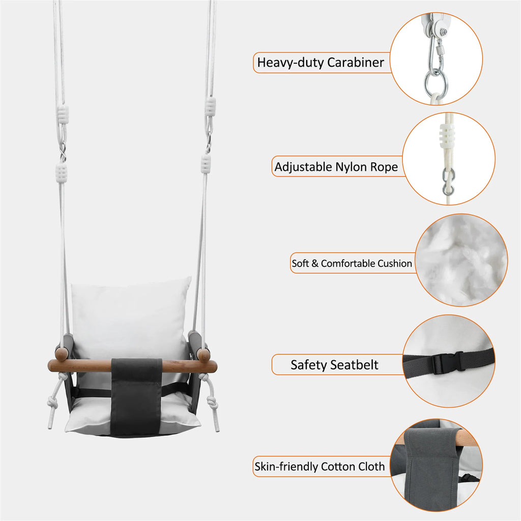 2 in 1 Toddler Metal Swing Set and Baby Jumper with Stand A69685