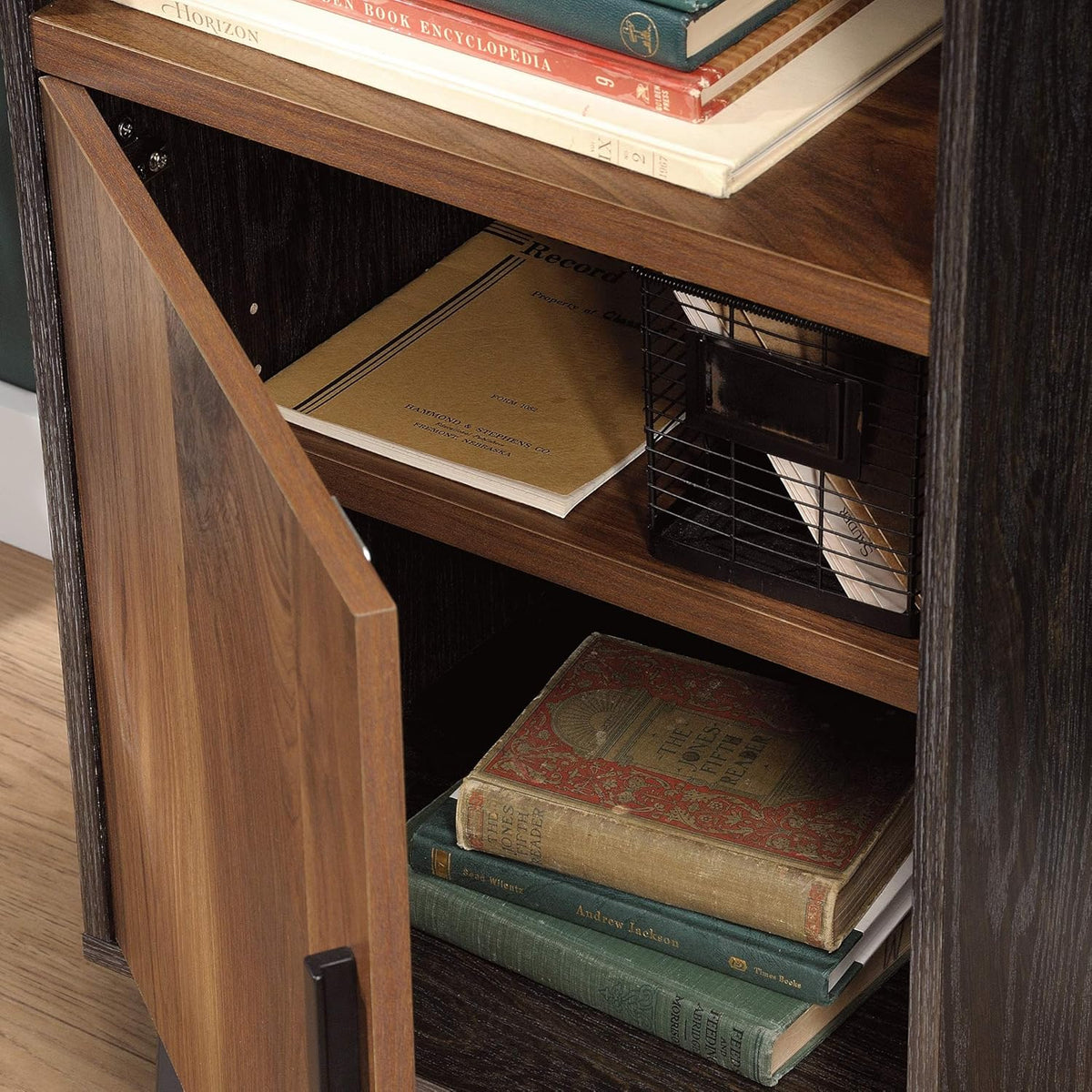 Brew Oak Finish Bookcase with Door T559089