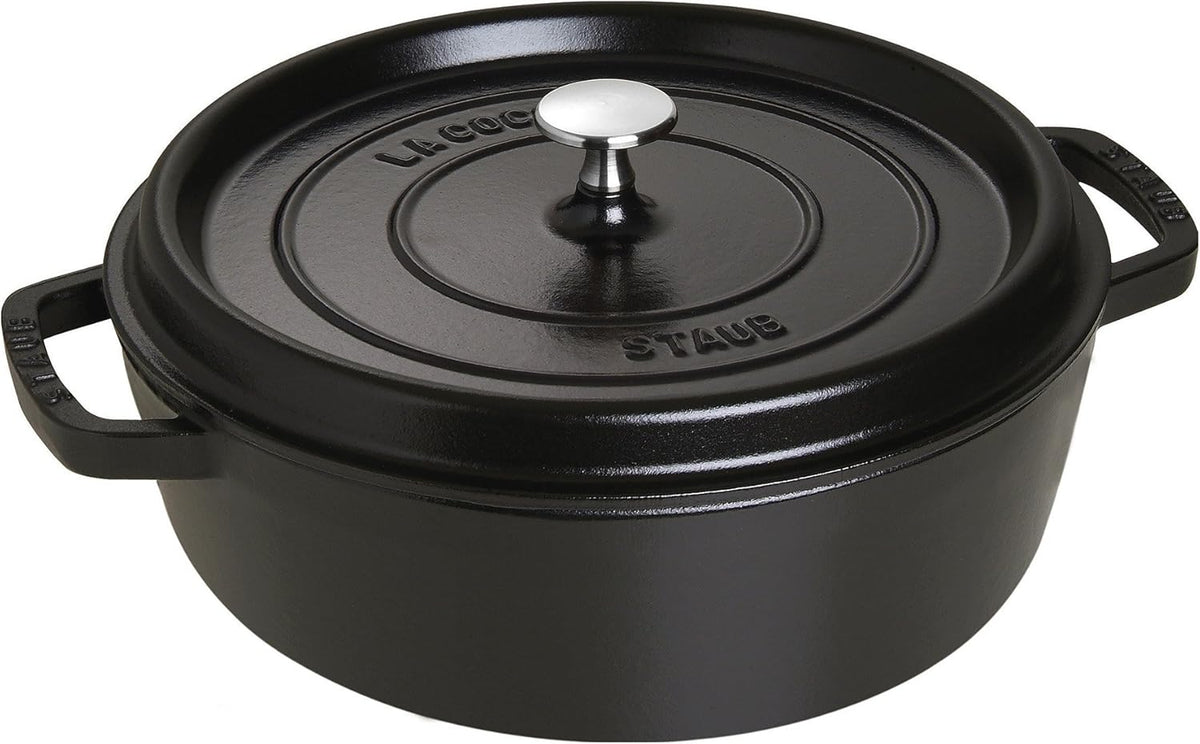 Black Matte Shallow Wide Round Cocotte C448342