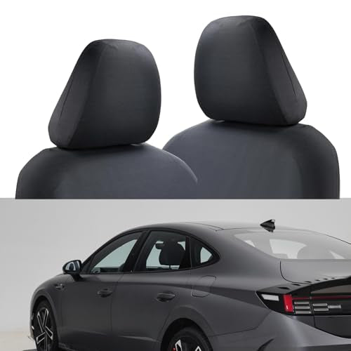2 PCS Knitted Fabric Car Seat Headrest Protective Cover (Dark Gray) O5152