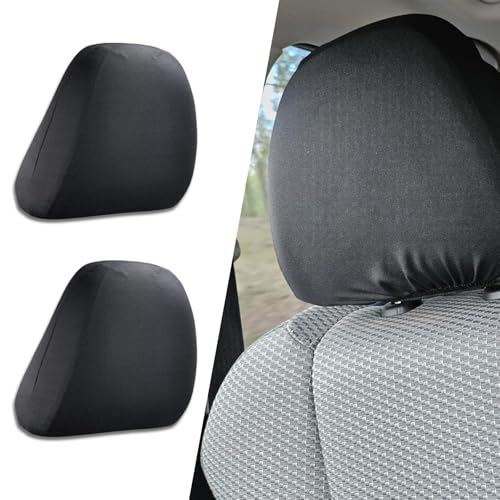 2 PCS Knitted Fabric Car Seat Headrest Protective Cover (Dark Gray) O5152