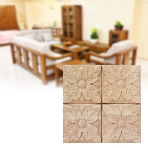 4pcs Square Wood Appliques R71006
