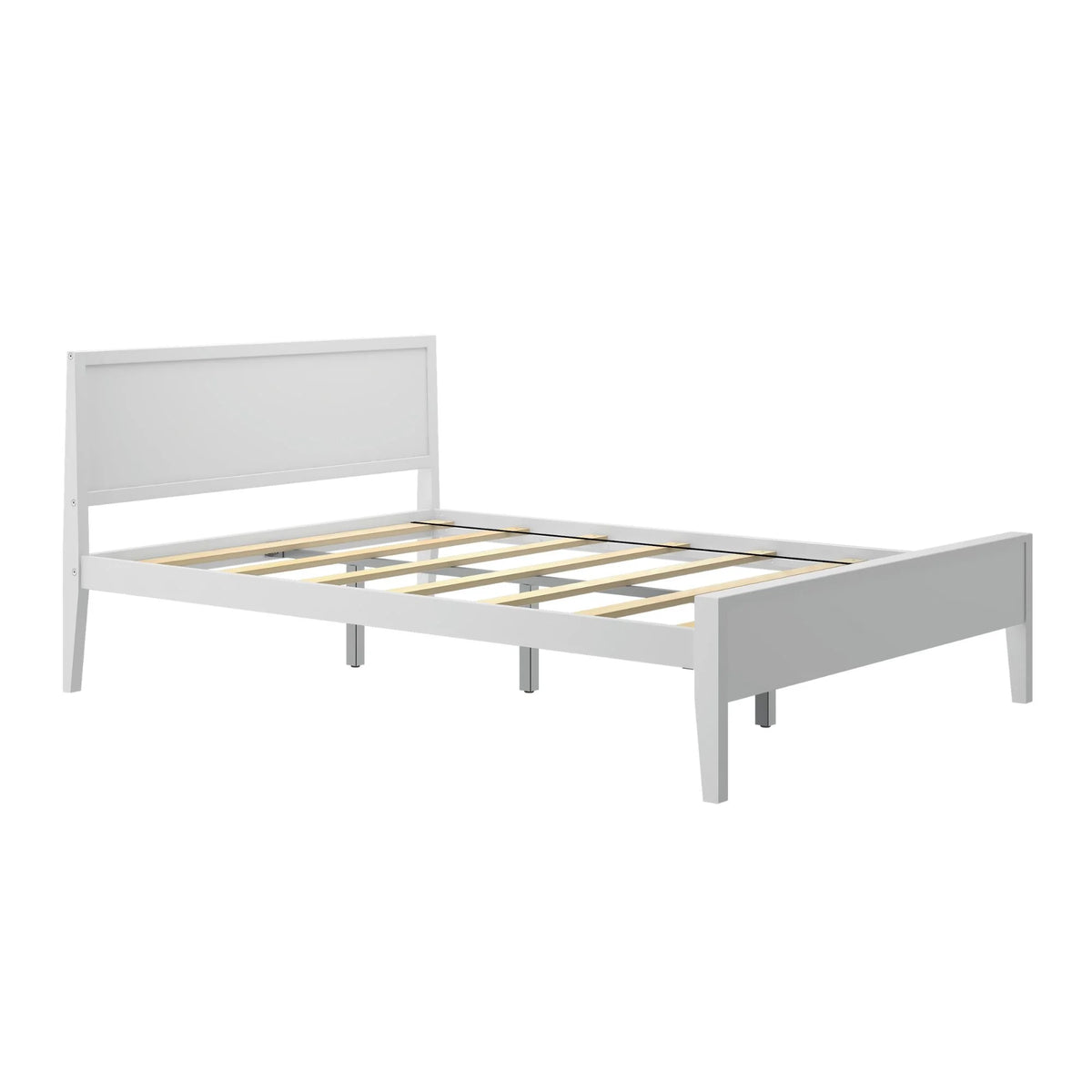 White Solid Wood Queen Bed Frame with Headboard U392