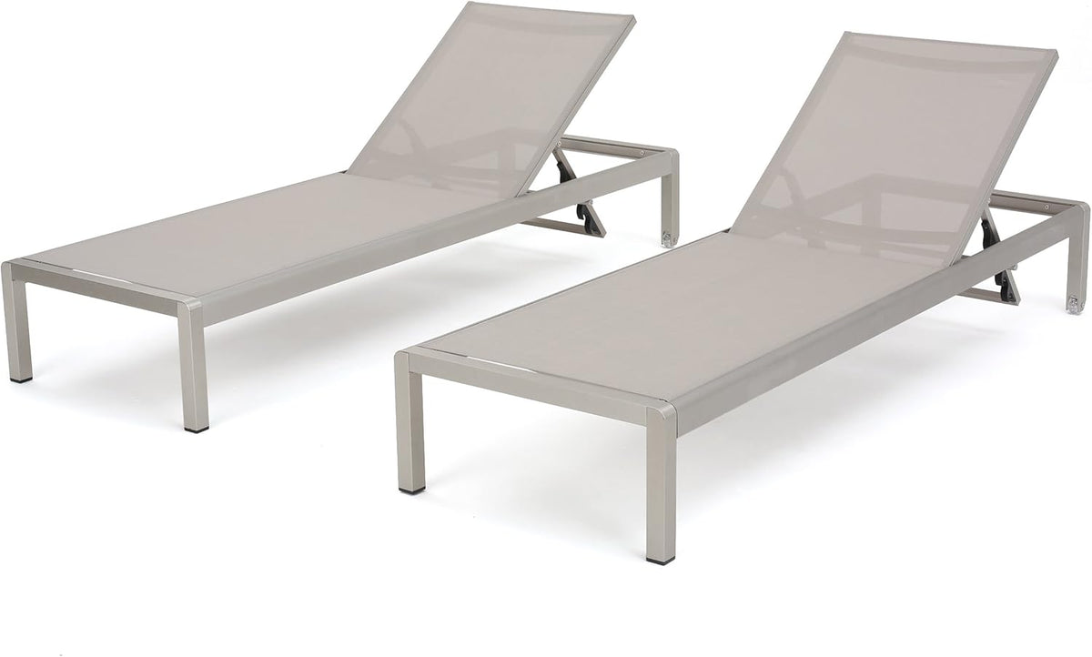 Gray Outdoor Mesh Chaise Lounges 2-Pcs Set W231