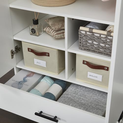White 2 Door 2 Drawer Wood Wardrobe Cabinet 31.5" L x 20.3" W x 74" H B36770