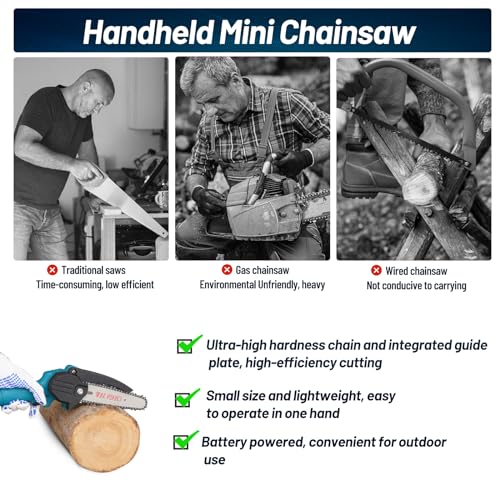 6 Inch Cordless Electric Chainsaw with 2 pcs 2AH Batteries & 3 Replace Chains H44058