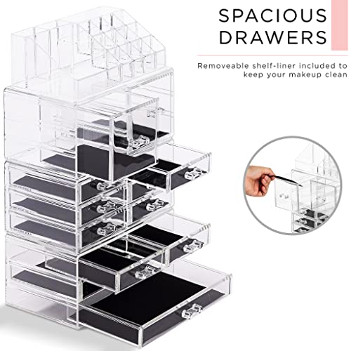 Clear Stackable 12 Drawers Makeup Organizer A421