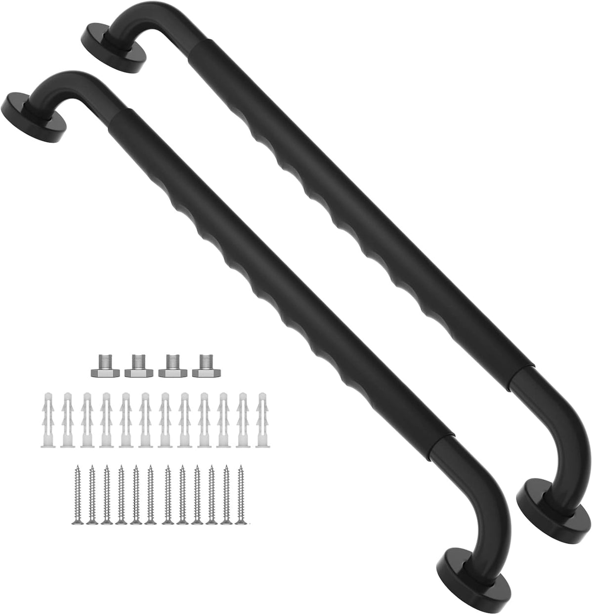2 Pack 24 Inch Black Stainless Steel Shower Grab Bar H67691