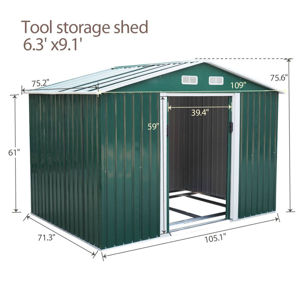 9 x 6 ft Metal Storage Shed D3468