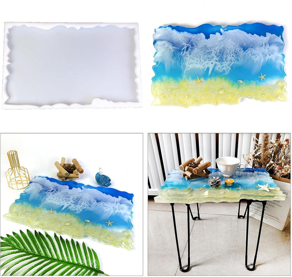 Large Irregular Rectangle Silicone Mold, Blue, approx. 46x28.8x2.5cm T8022
