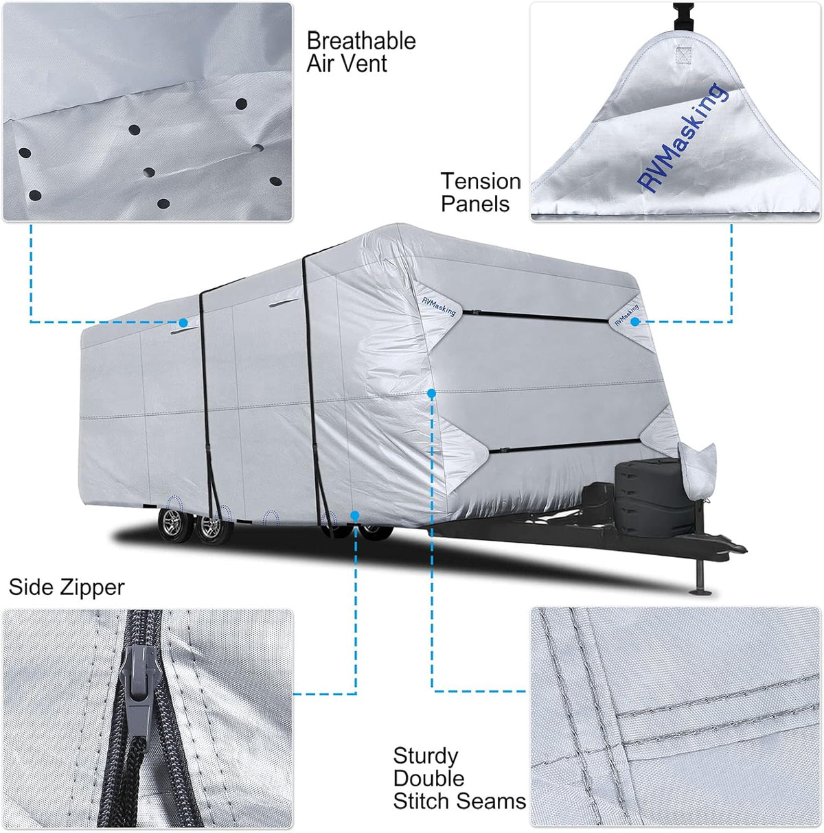 150D Rip-Stop Waterproof Travel Trailer Cover 26'1 - 28'6 W542