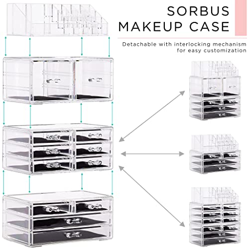 Clear Stackable 12 Drawers Makeup Organizer A421