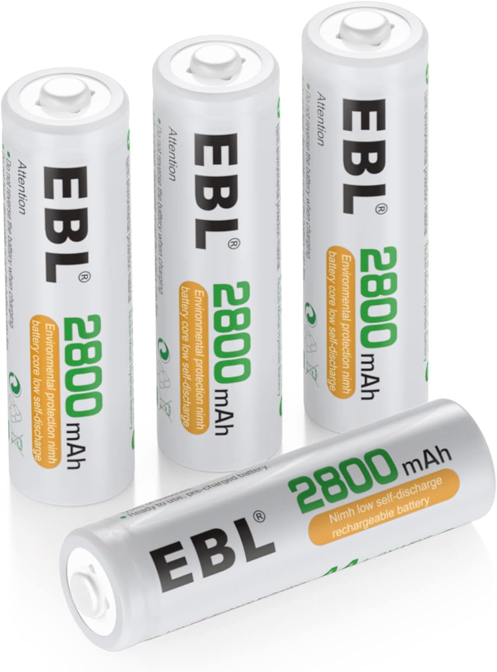 4 Pack AA 2800mAh Ni-MH Rechargeable Batteries M2017