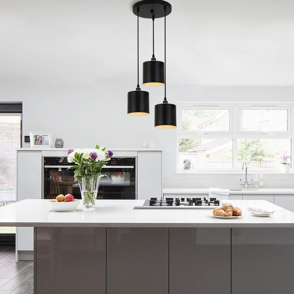 3-Light Modern Kitchen Island Lighting with Cylindrical Metal Lampshade Z516213