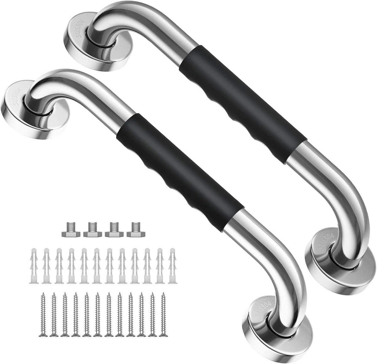 2 Pack 24 Inch Black Stainless Steel Shower Grab Bar H67691