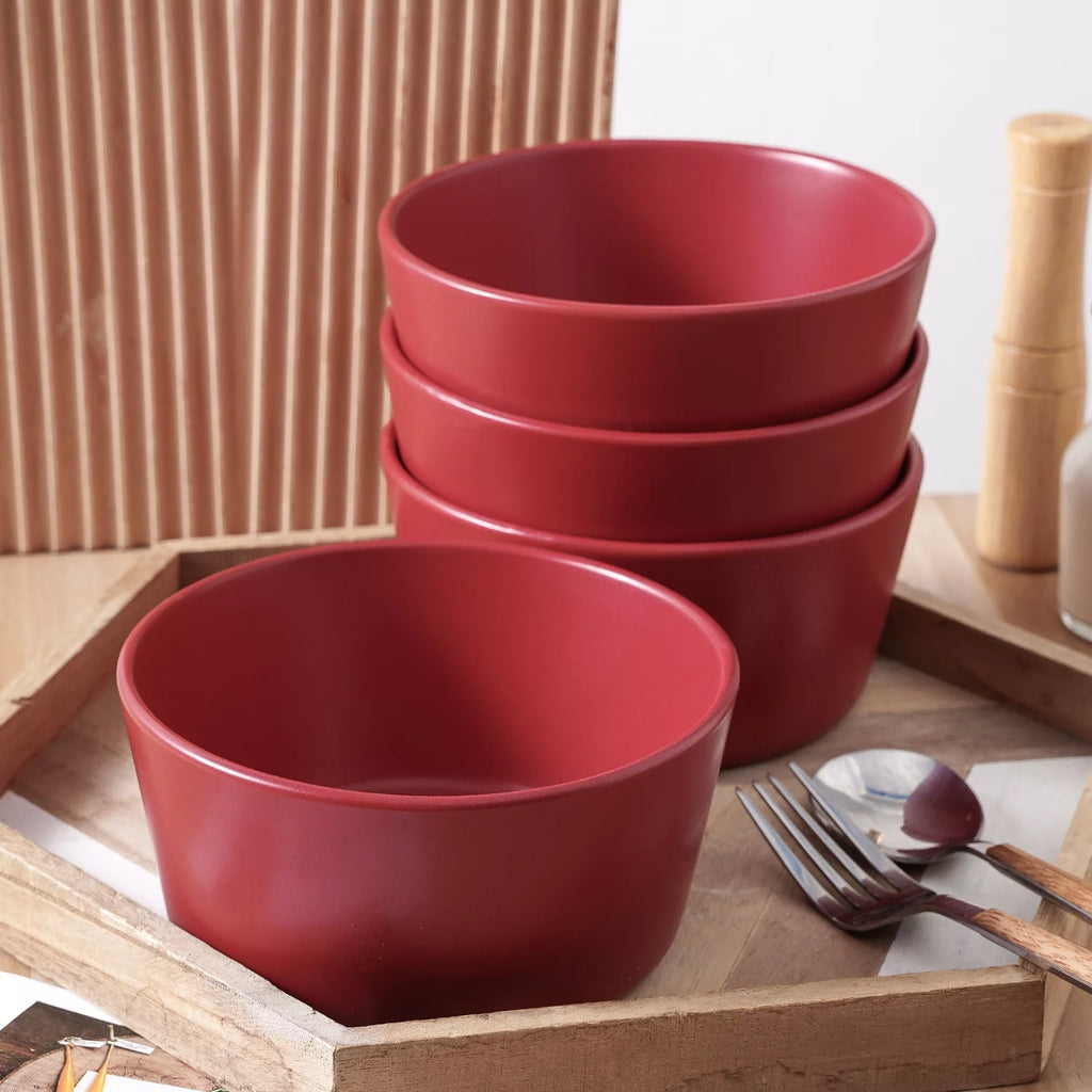 32-Piece Stoneware Dinnerware Set Red X798