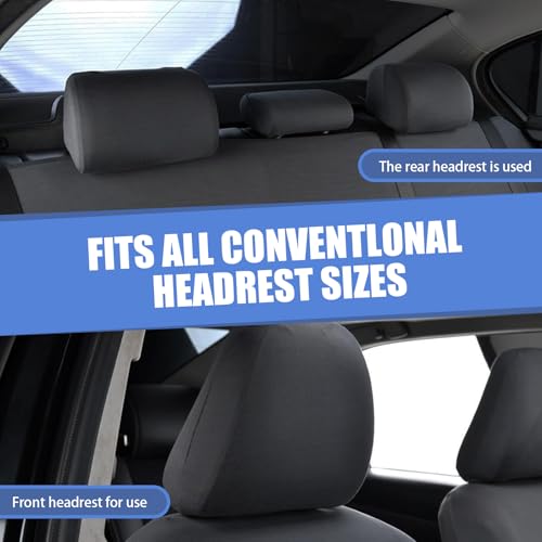 2 PCS Knitted Fabric Car Seat Headrest Protective Cover (Dark Gray) O5152