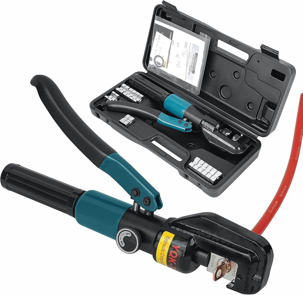 Hydraulic Cable Lug Crimper 16 Ton 9 AWG to 600 MCM Tool Kit with 13 Die Sets Z450738