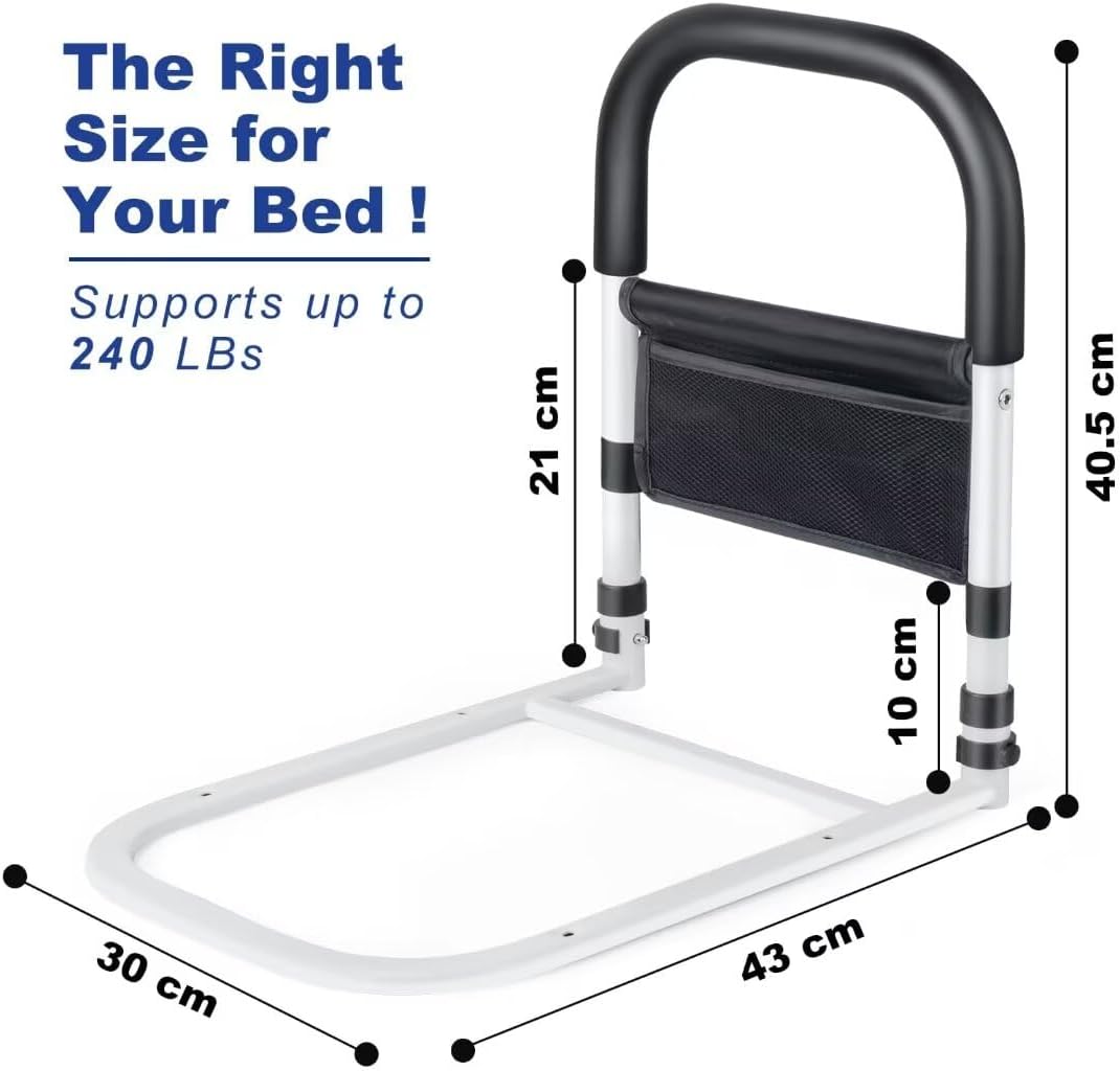 Bed Rail with Motion Light, Non-Slip Handle, Storage Pocket A931179