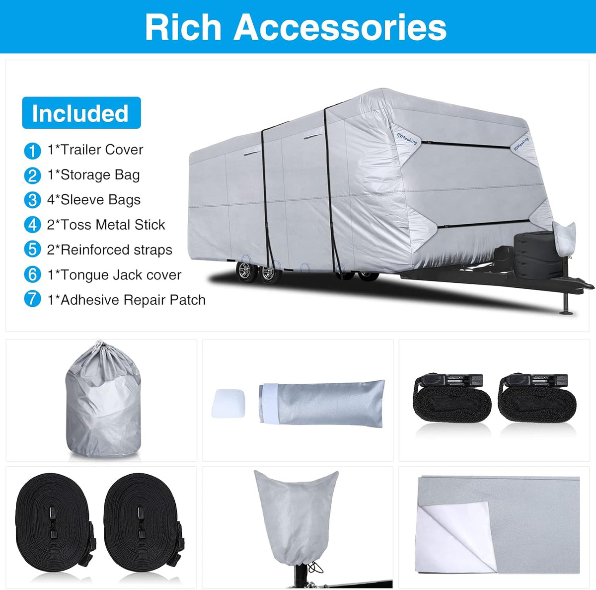 150D Rip-Stop Waterproof Travel Trailer Cover 26'1 - 28'6 W542