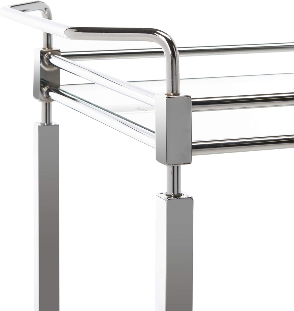 Chrome and Tempered Glass 2-Tier Bar Cart Y5666