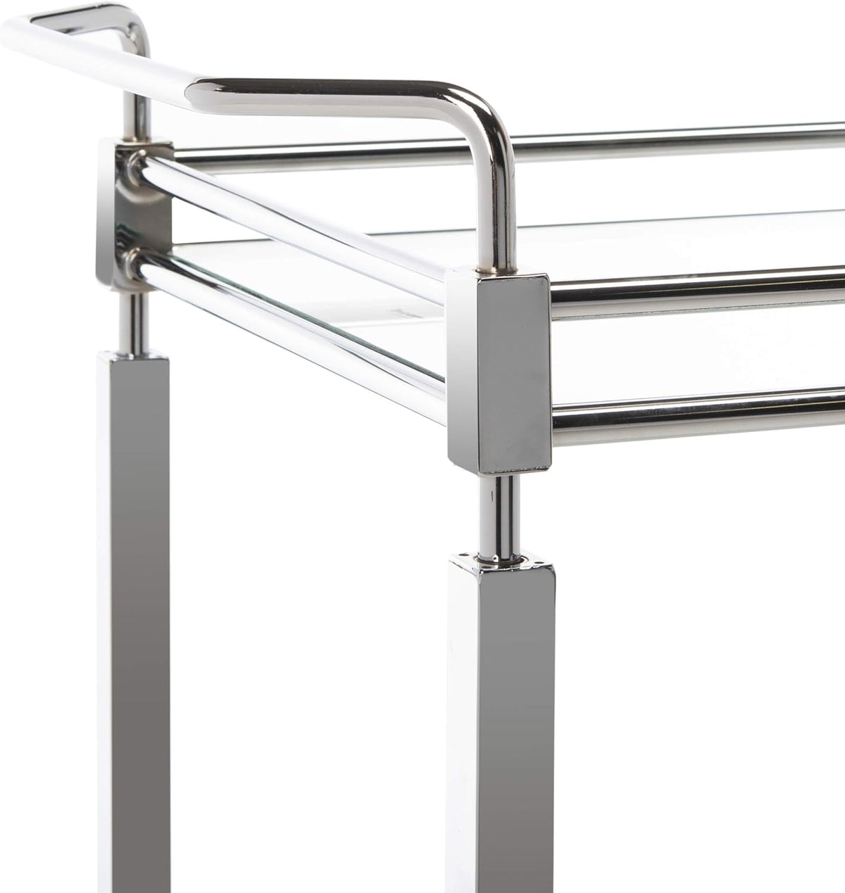 Chrome and Tempered Glass 2-Tier Bar Cart Y5666
