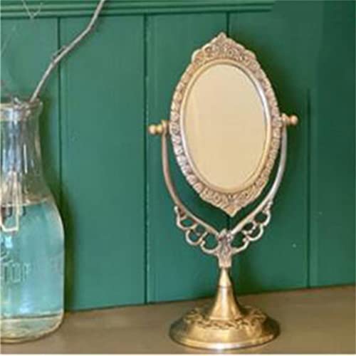 European Style Retro Brass Handle Desktop Dressing Mirror B6840