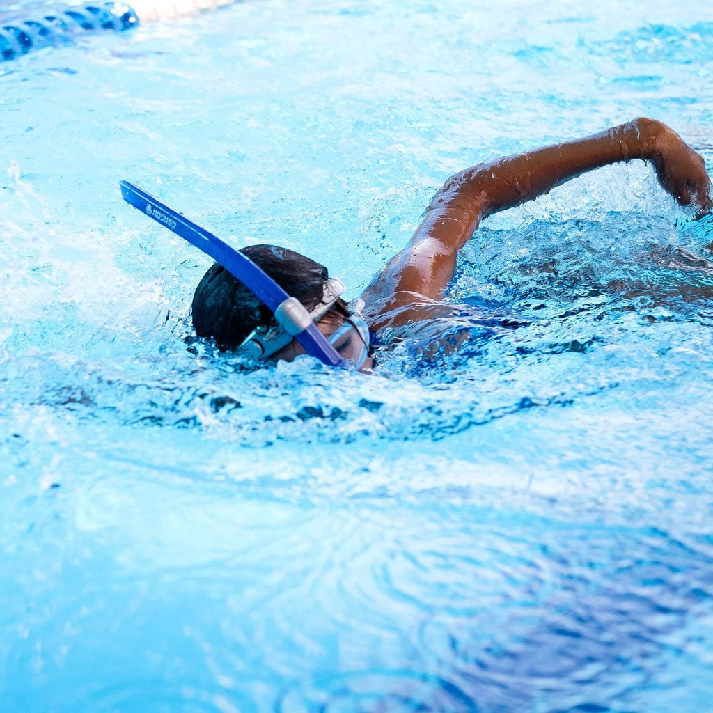Blue Center Mount Snorkel with Silicone Mouthpiece and One-Way Purge Valve C30816