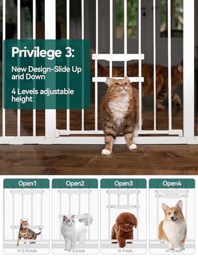 Black Extra Wide Metal Baby Gate with Cat Door I363