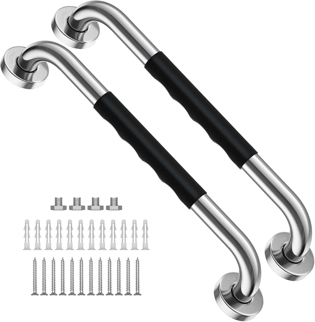 2 Pack 24 Inch Black Stainless Steel Shower Grab Bar H67691
