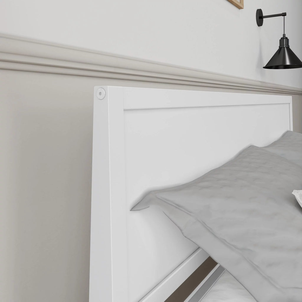 White Solid Wood Queen Bed Frame with Headboard U392
