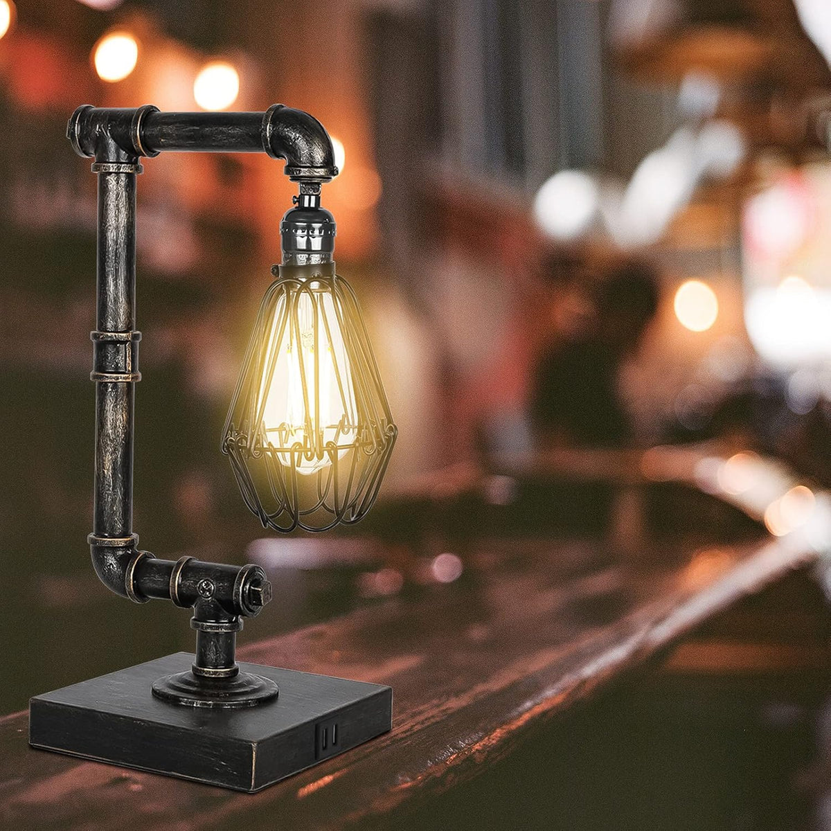 Industrial Touch Control Dimmable Table Lamp with USB Ports C26816