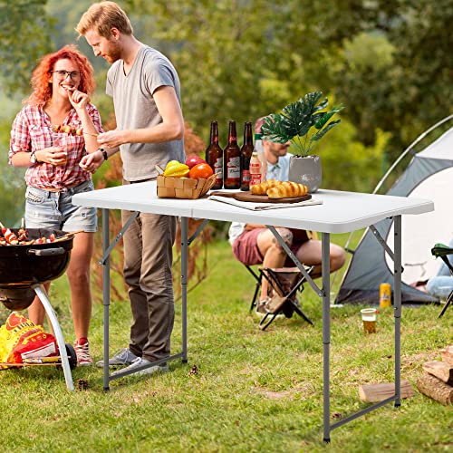 4ft Portable Plastic Folding Table with Adjustable Height J420717