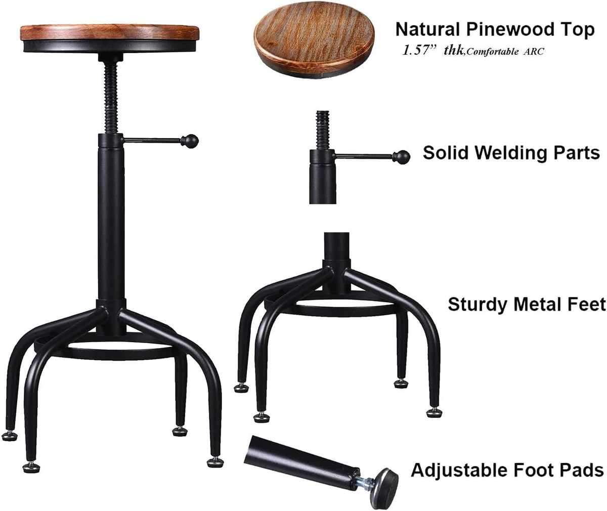 Set of 2 Adjustable Swivel Metal Barstools V589