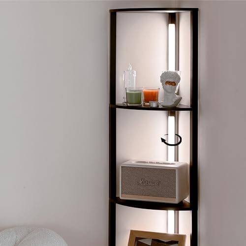 LED Display Shelf with Dimmable Lights, Tall Floor Lamps with Shelves T522
