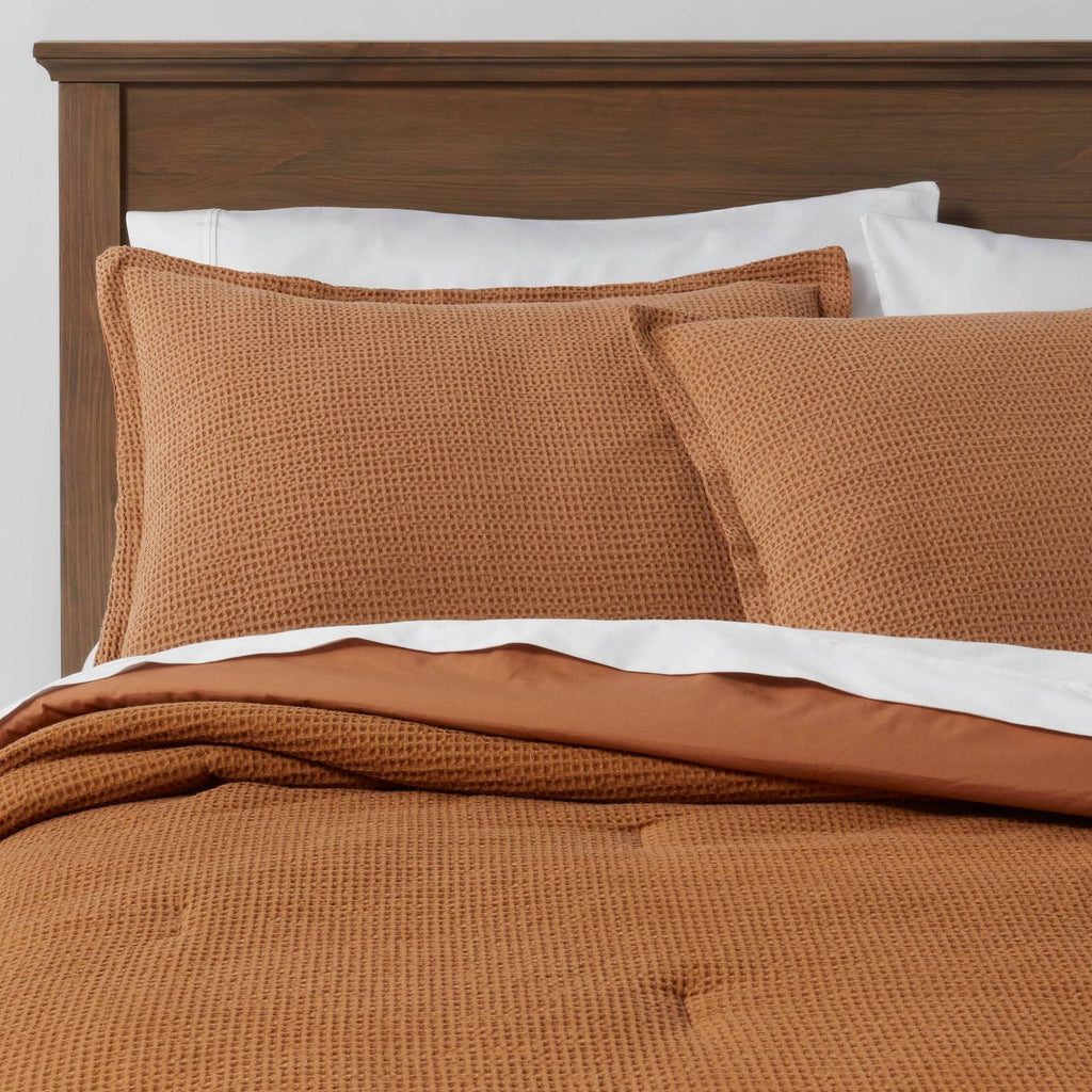 Washed Waffle Weave Comforter & Sham Set Z864209