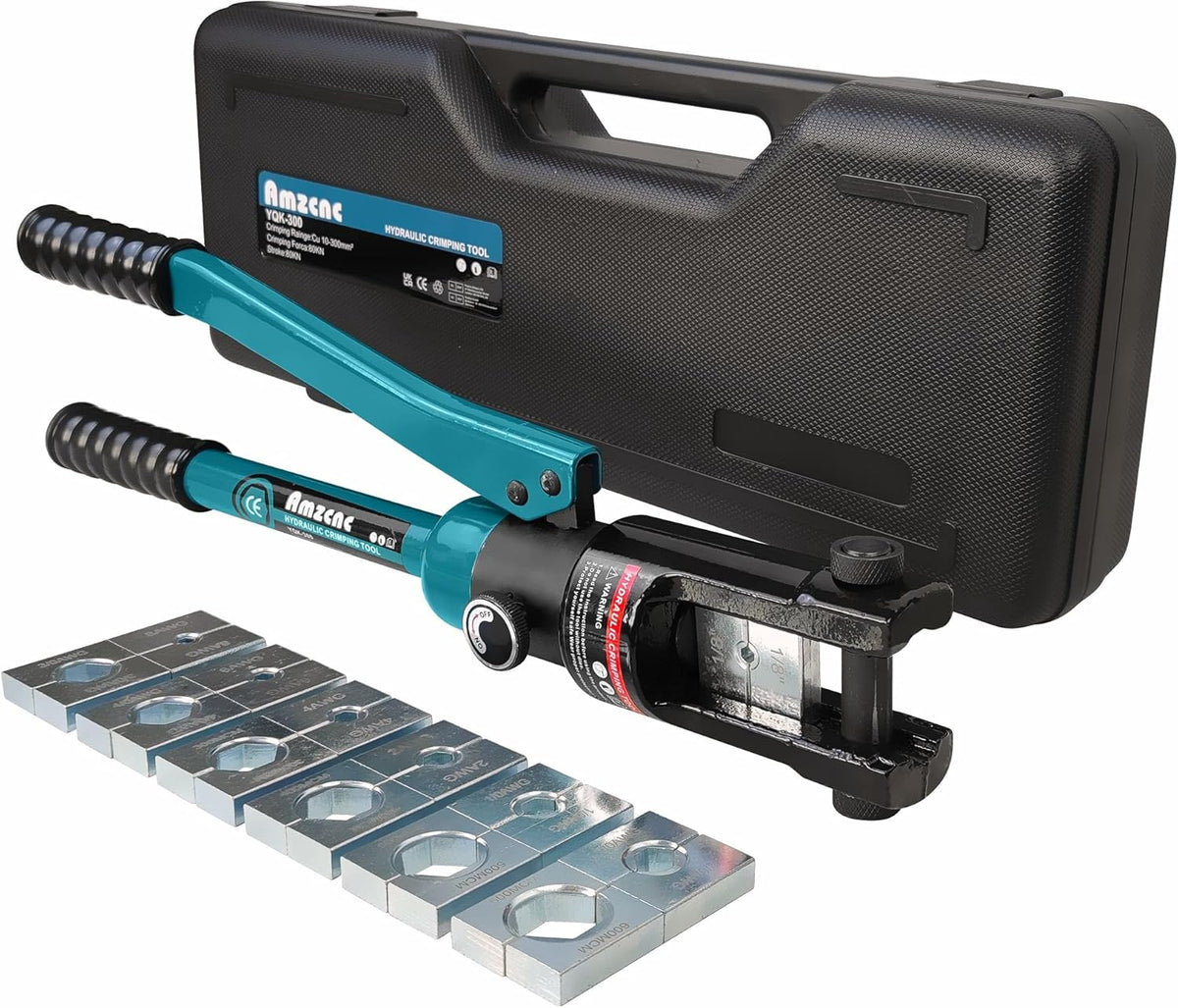 Hydraulic Cable Lug Crimper 16 Ton 9 AWG to 600 MCM Tool Kit with 13 Die Sets Z450738
