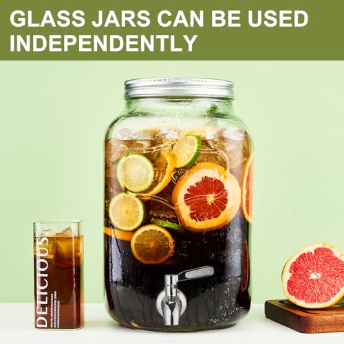 2 Gallon Glass Beverage Dispenser with Stand and Lid C9472