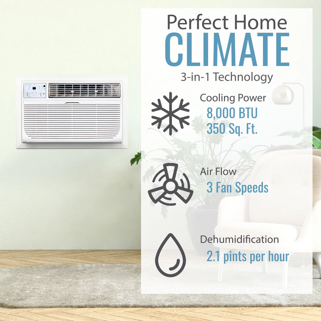 8,000 BTU 115-Volt Through-the-Wall Air Conditioner with Remote, White F91076