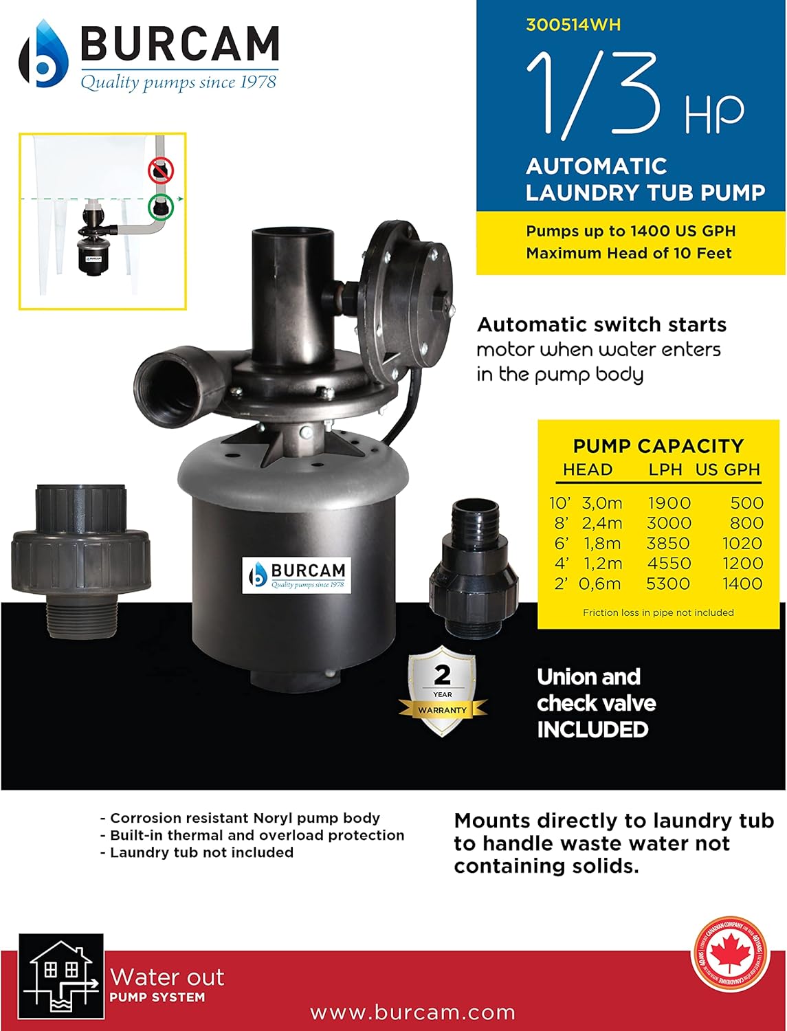 1/3HP Automatic Laundry Tub Pump I930