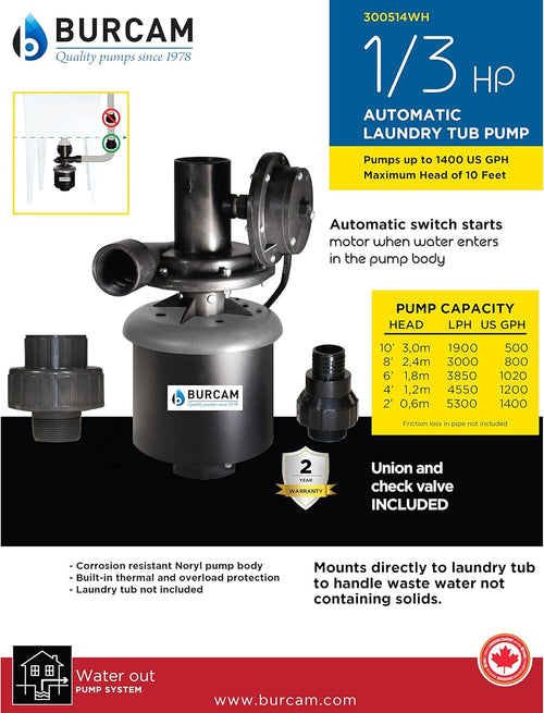 1/3HP Automatic Laundry Tub Pump I930