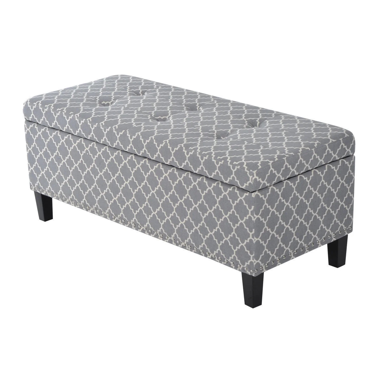42" Tufted Linen Fabric Storage Bench Ottoman W478