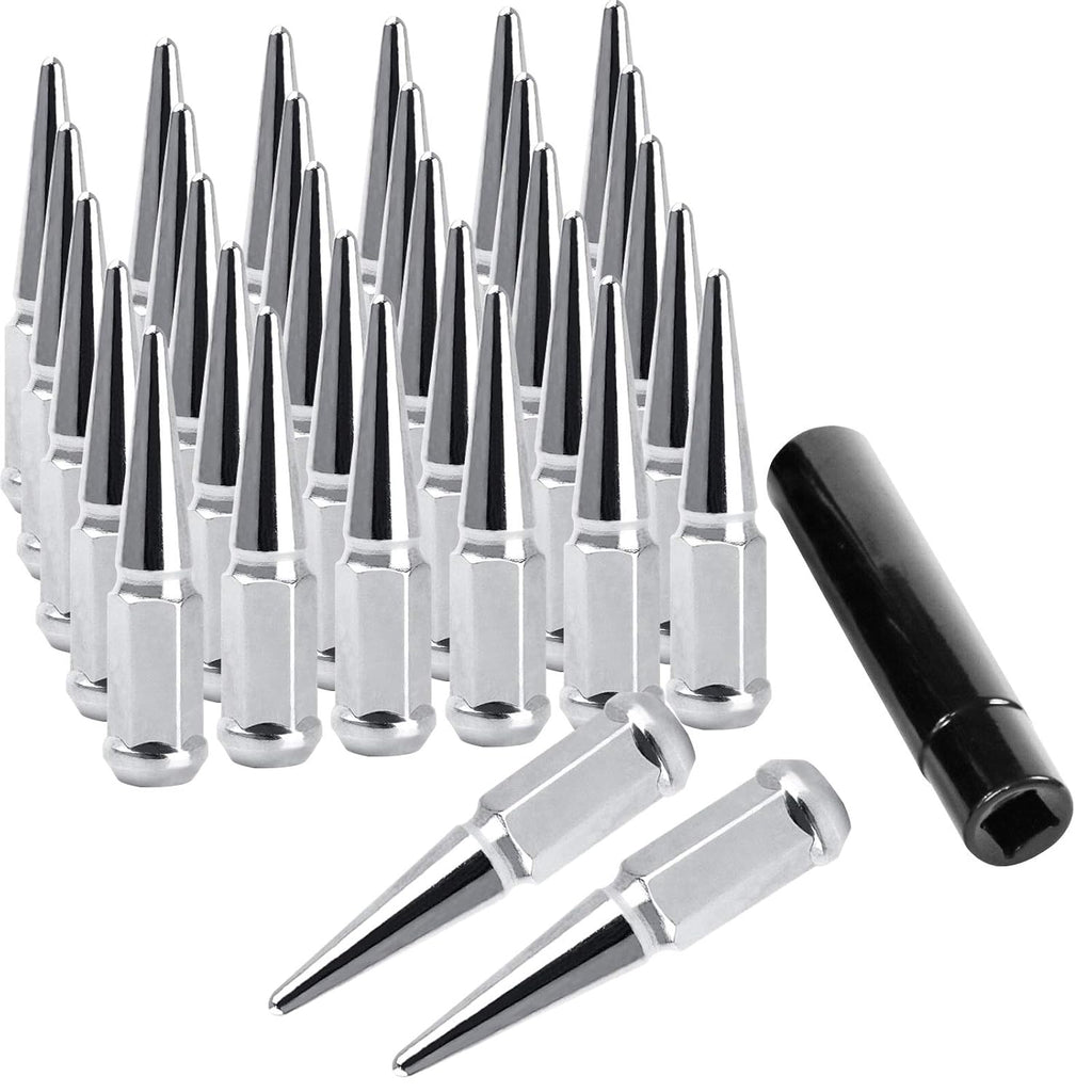 32 pcs M12x1.25 4.4 Wheel Spike Lug Nuts Conical with Key, Blue U395335
