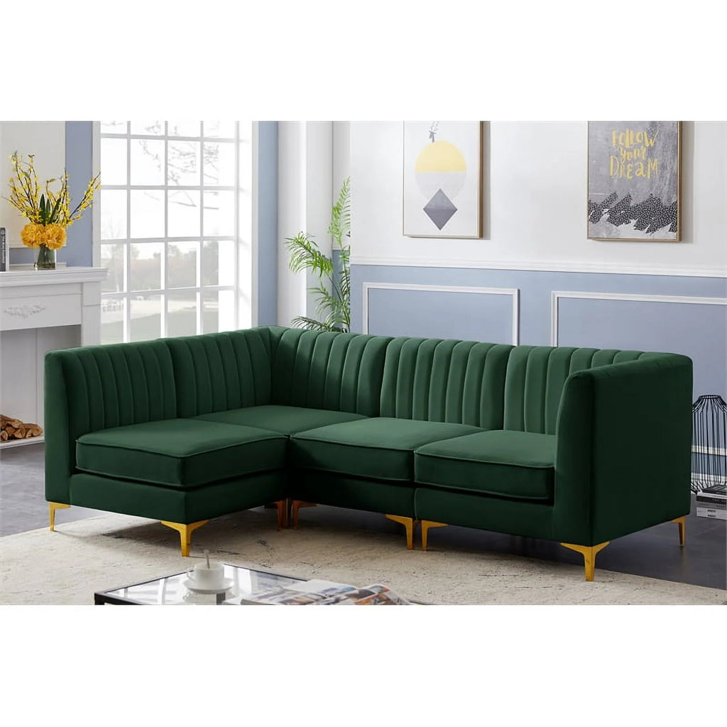 Green Velvet Modular Sectional F410135