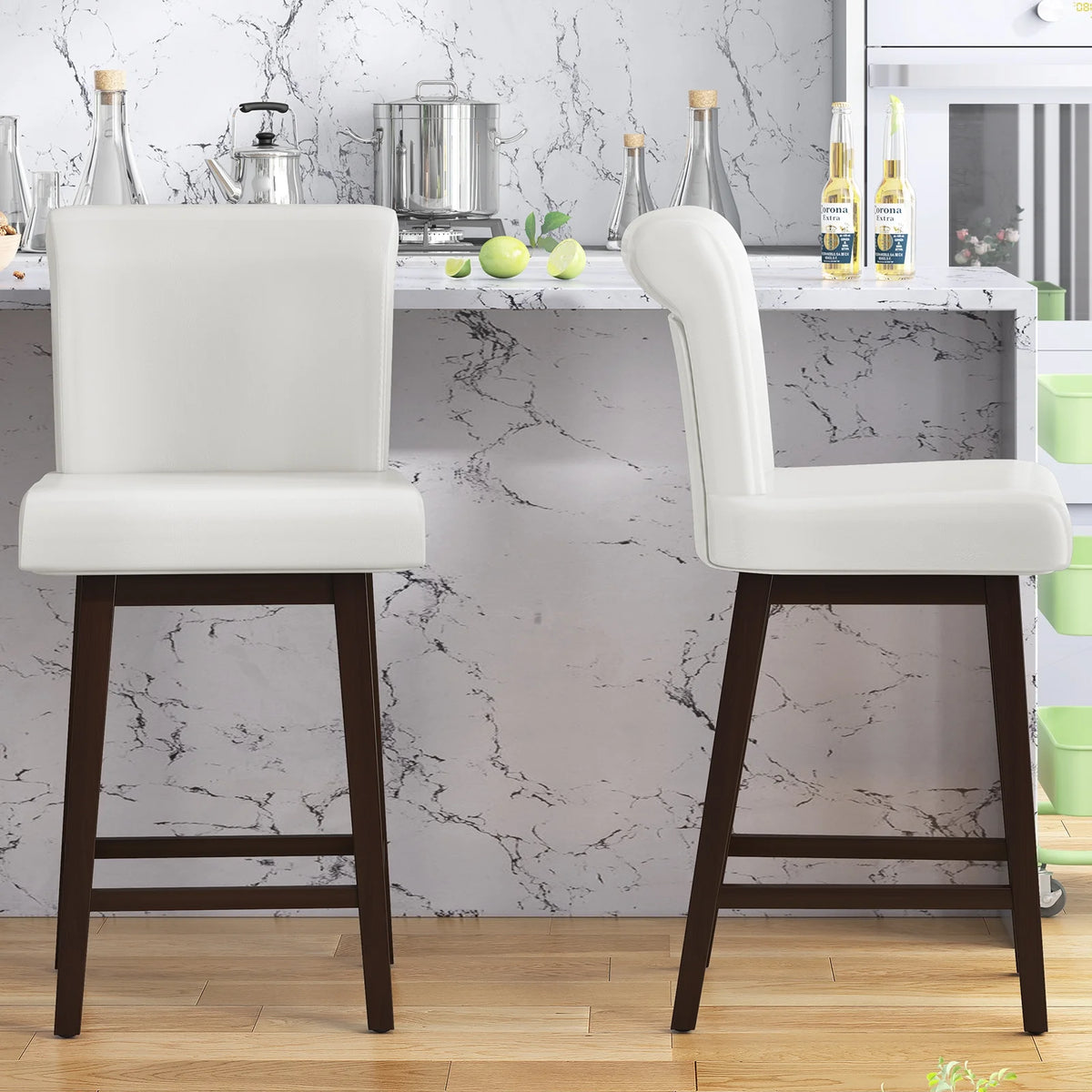 White Swivel Bar Stools Set of 2 S9597