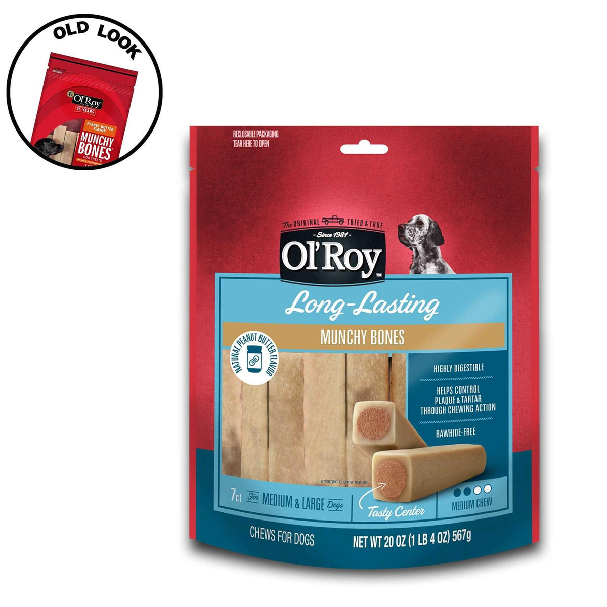 Natural Peanut Butter Flavor Munchy Bones Chews for Dogs J1687